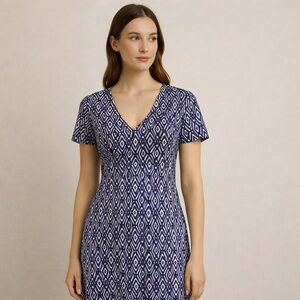 Navy Blue and Light Blue Geometric Mini Dress size XS